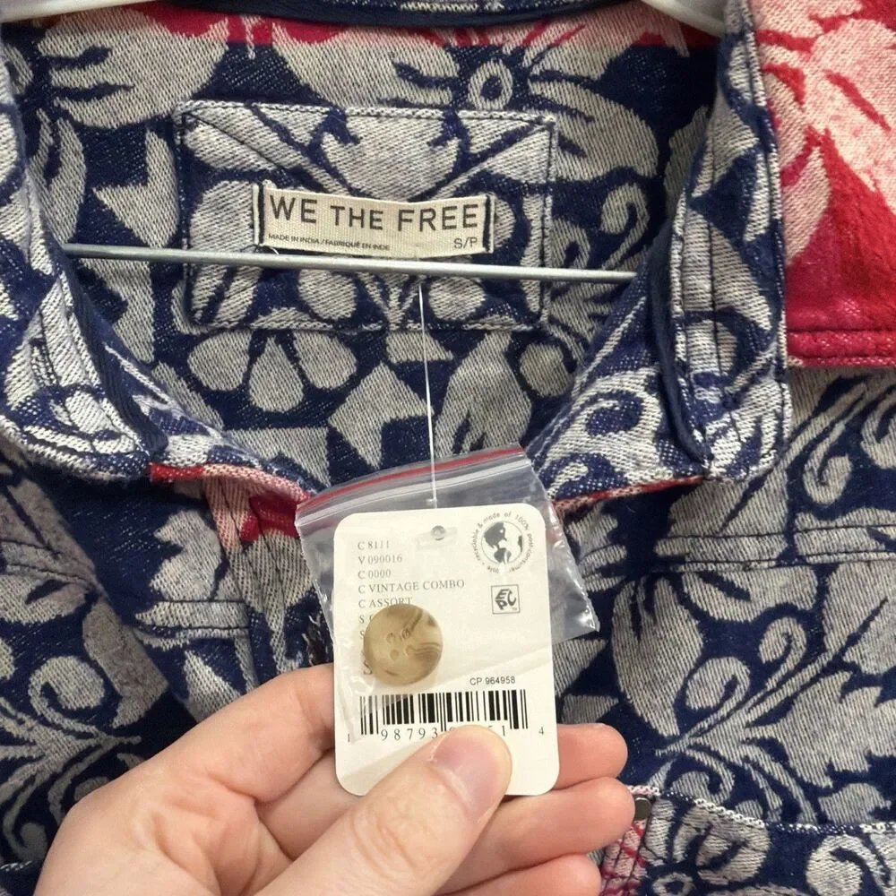 We The Free Free People Brick Lane Jacquard Maxi Shirt Boho Jacket Size Small - Picture 3 of 4